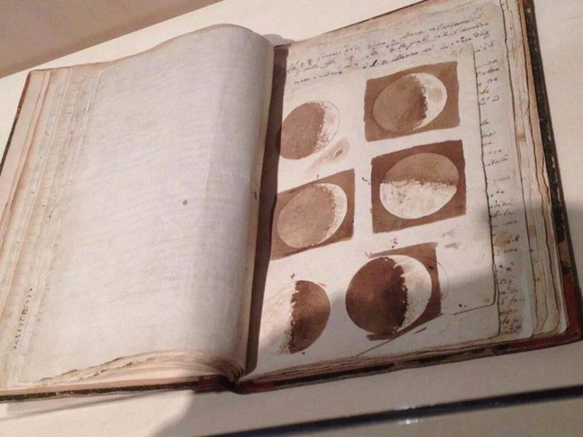 Bu fotoğrafta gördüğünüz, Galilei Galileo tarafından 1610 yılında yapılmış Ay çizimleridir.