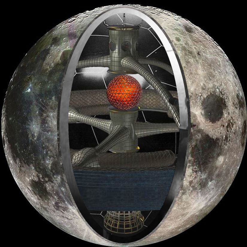 Görsel 2: Ay’ın bir uzay gemisi olduğuna dair kesit illüstrasyonu
