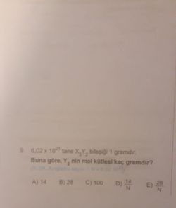 Y2'nin mol kütlesi kaç gramdır?