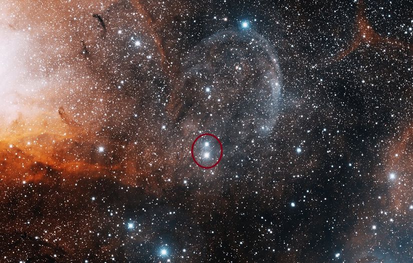Fotoğrafta işaretlenmiş olan iki yıldızdan daha parlak olanı Cygnus X-1'dir. Cygnus X-1'in, birbiri etrafında dönen bir kara delik ve bir de normal yıldızdan oluştuğu düşünülür.