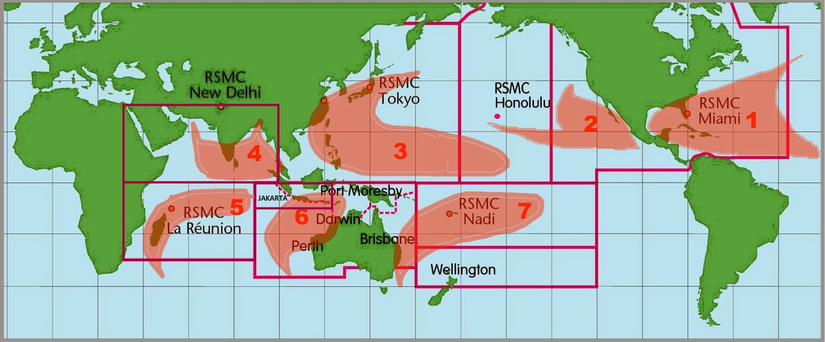 Tropik siklonların oluştuğu 7 bölge