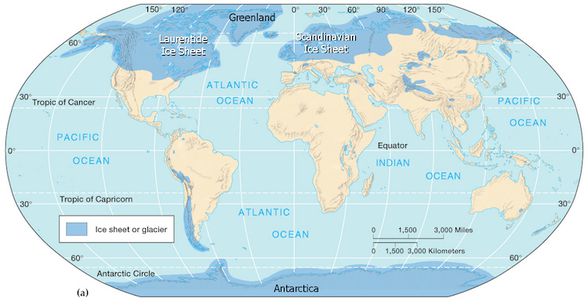 Pleistosen Çağda buzul haritası