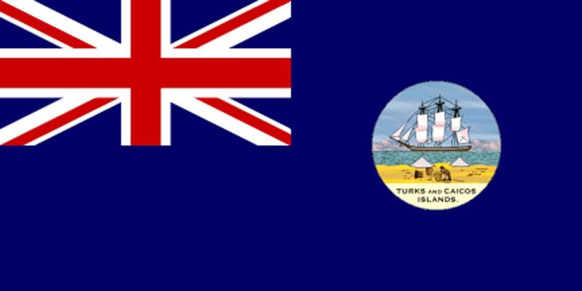 1875-1889 yılları arasında kullanılan Turks & Caicos Bayrağı