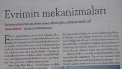 ''Evrim Kuramı ve Mekanizmaları'' 1. Baskı - Sn. Osman Bahadır (Cumhuriyet Gazetesi) Eleştirisi