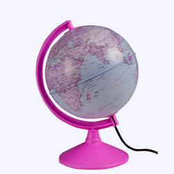 Dünya Küresi: Pembe, 20 cm, Işıklı