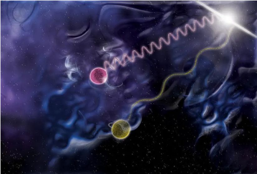 Sırasıyla elektromanyetik, güçlü nükleer ve yerçekimi etkileşimlerini taşıyan foton, gluon ve yerçekimi dalgaları dahil olmak üzere tüm kütlesiz parçacıklar ışık hızında hareket eder. Evrenin ilk aşamalarında, tüm temel, Standart Model parçacıklar ve antiparçacıklar kütlesizdir ve ışık hızında hareket ederler. (NASA/Sonoma Eyalet Üniversitesi/Aurore Simonnet)Forbes