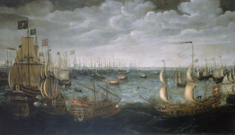 İspanyol Armadasına karşı kundak gemilerinin suya indirilişi, 7 Ağustos 1588.