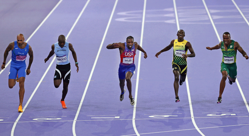 2024 Paris Olimpiyat Oyunlarında erkekler 100 metre finalini Noah Lyles, 9.79'luk derecesi ile ikinci olan rakibi Kishane Thompson'ın 0.005 saniye önünde tamamladı.