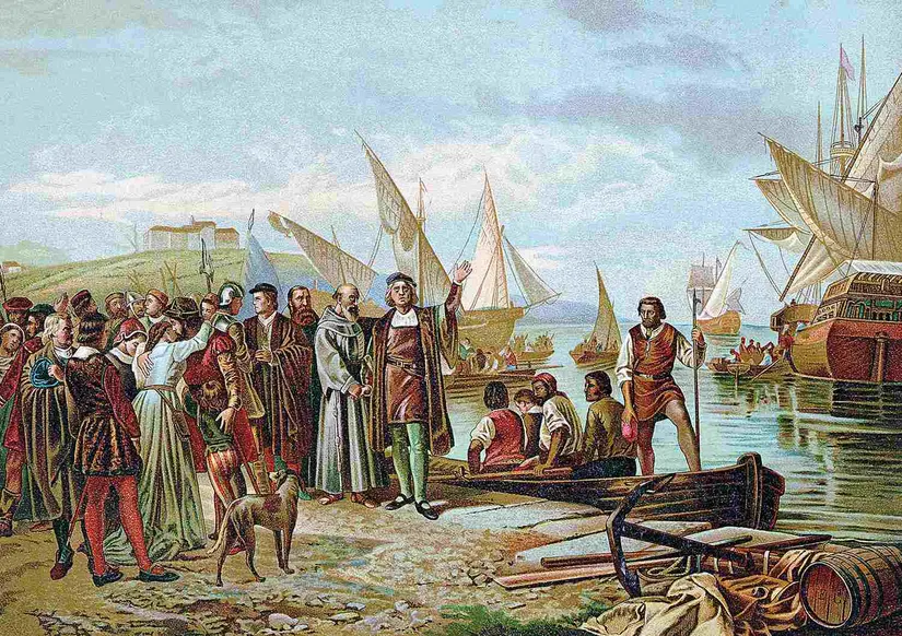1891 tarihli bu resim, dünyayı 1519 ve 1522 arasında dolaşan Portekizli kaşif Ferdinand Magellan'ın onuruna bir geçit töreni düzenlenmesini göstermektedir.
