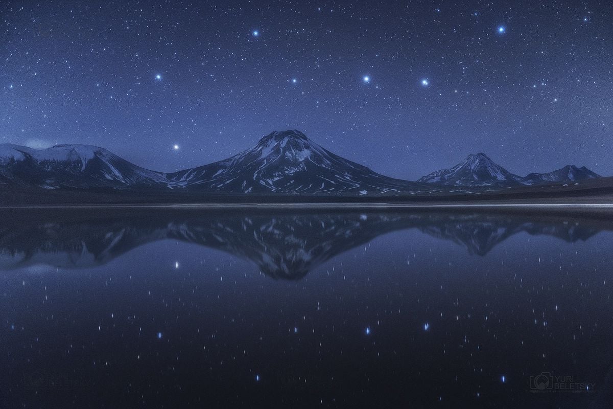  Big Dipper Above and Below Chilean Volcanoes 