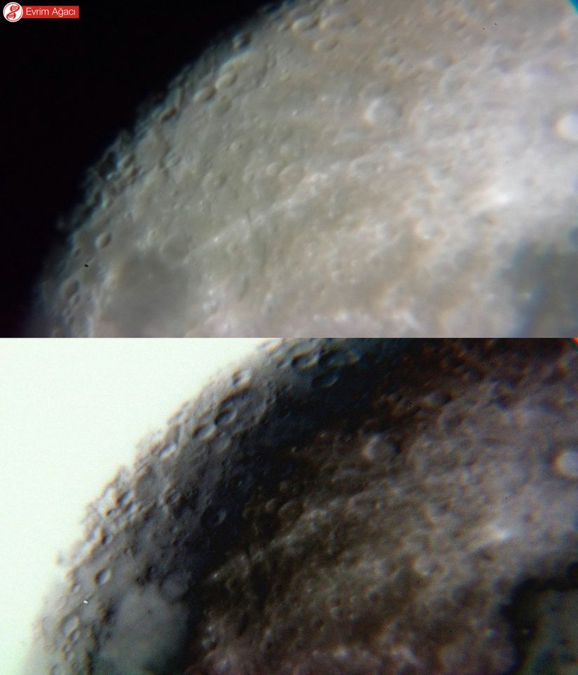 Ay'ın kuzeybatısının 4 mm'lik göz merceği ile çektiğimiz ayrıntılı tek karelik fotoğrafını görebilirsiniz.
