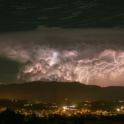  Star Trails and Lightning over the Pyrenees 