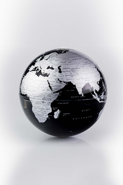Sihirli Dönen Dünya Küresi: Siyah, Siyasi, 15 cm, Işıksız
