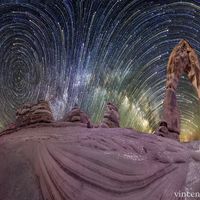  Warped Sky: Star Trails over Arches National Park 