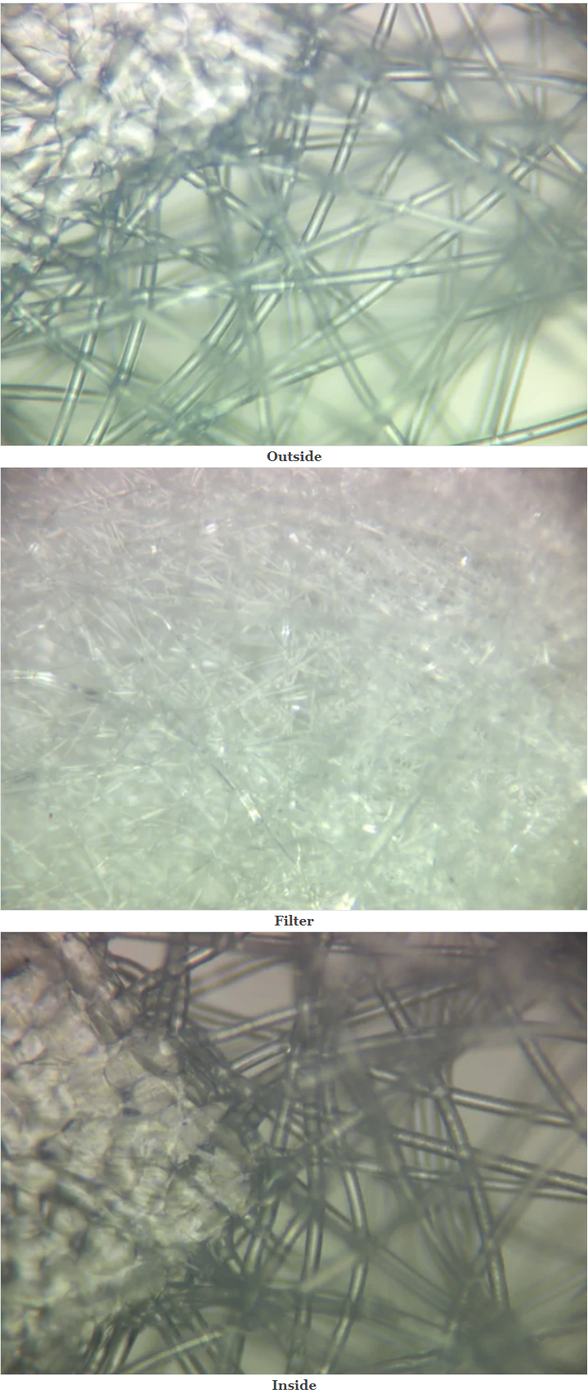 Maske katmanlarının mikroskop altındaki fotoğrafları
