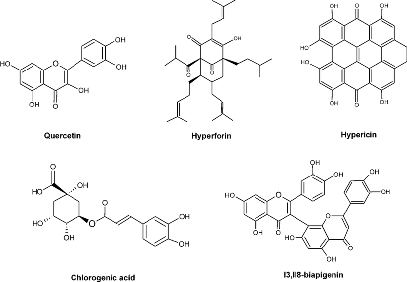 Hypericum perforatum bitkisinde bulunan bazı kimyasallar
