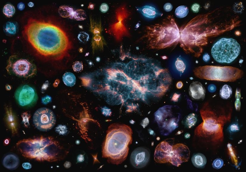 Bu muhteşem fotoğraf, sanatçı Judy Schmidt tarafından hazırlandı ve Flickr sitesinde yayınlandı. Schmidt, Hubble Teleskobu tarafından çekilen 100 farklı nebulayı tek bir karede toplayarak, ilginç bir fotoğraf elde etti. Bunu şöyle izah ediyor: