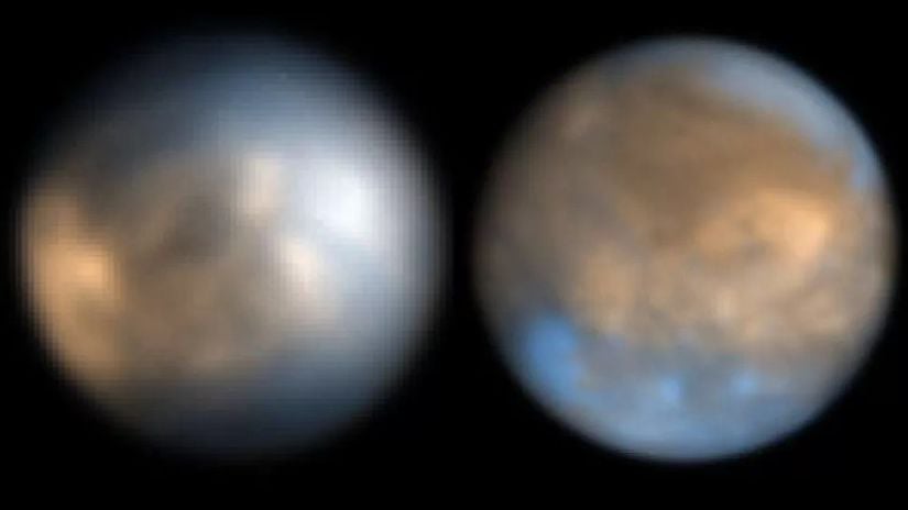 Europa (solda) ve Ganymede (sağda) uydularının VLT tarafından çekilmiş fotoğrafları.