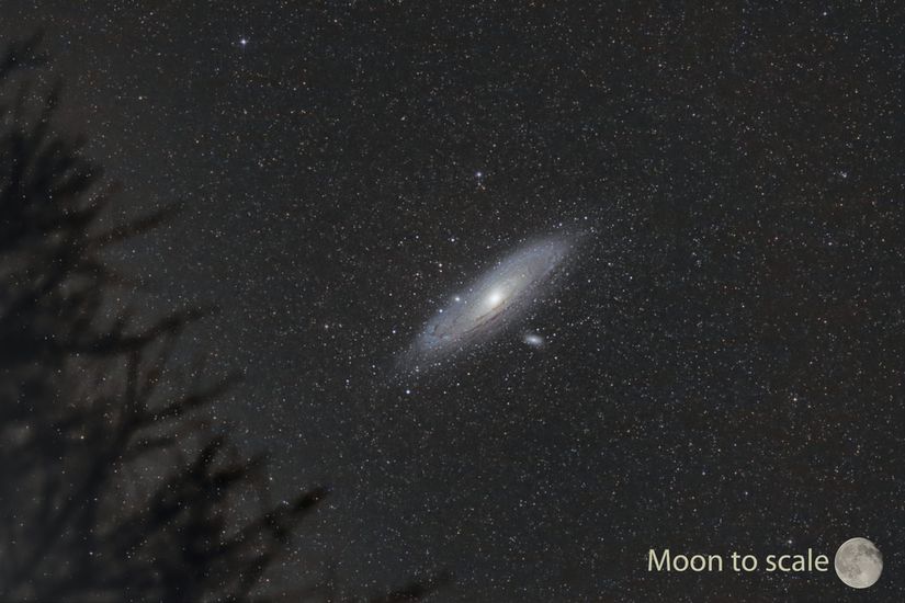 Andromeda Galaksisi gökyüzünde dolunaydan daha büyük bir alan kaplamaktadır.