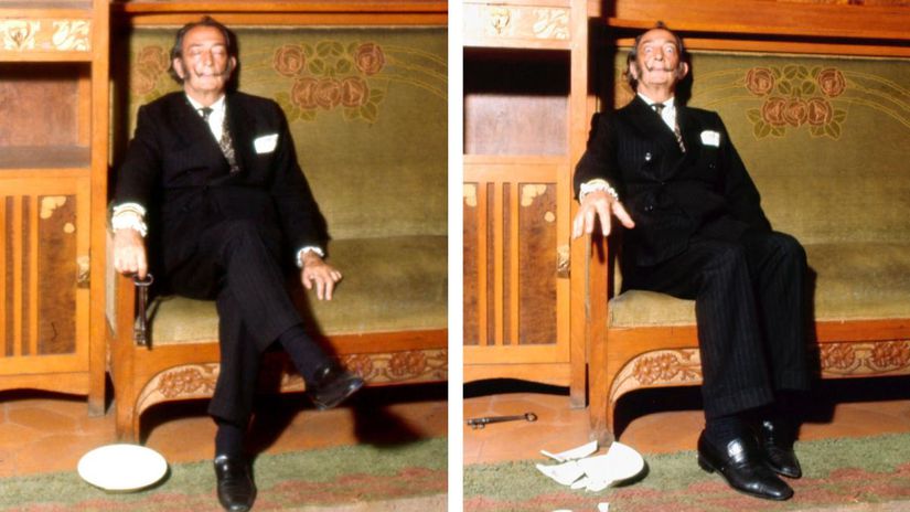 Salvador Dalí'nin yaratıcılık tekniğini gösterir, büyük bir anahtar elinden kaydığında ve bir tabağı parçaladığında Dali uyanır.