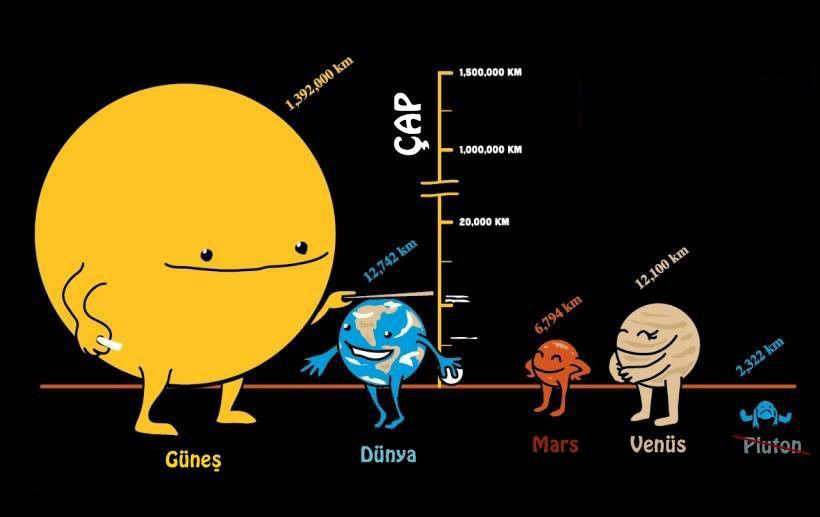 Gunes Sistemi Ndeki Gezegenler Ve Gunes Ne Kadar Buyuk Evrim Agaci