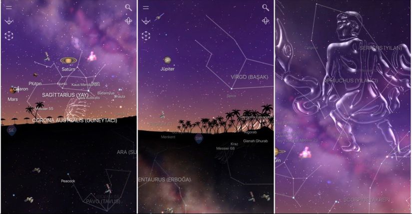 Gökyüzünü incelemek için tasarlanmış uygulamalardan biri olan Night Sky uygulaması ile gökyüzündeki gezegenleri, takımyıldızlarını ve galaksileri gözlemleyebilirsiniz. Uygulama gökyüzündeki parlak nokta eğer bir gezegen ise onun bilinen illüstrasyonunu ekrana getirerek astronomiyi eğlenceli kılmakta.