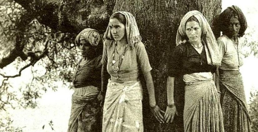 Chipko Hareketi’nde Bir Ağacı Korumaya Çalışan Hintli Kadınlar