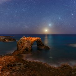  Celestial Alignment over Sicilian Shore 