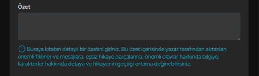 &quot;Buraya kitabın detaylı bir özetini giriniz. Bu özet içerisinde yazar tarafından aktarılan önemli fikirler ve mesajlara, eşsiz hikaye parçalarına, önemli olaylar hakkında bilgiye, karakterler hakkında detaya ve hikayenin geçtiği ortama değinebilirsiniz.&quot;