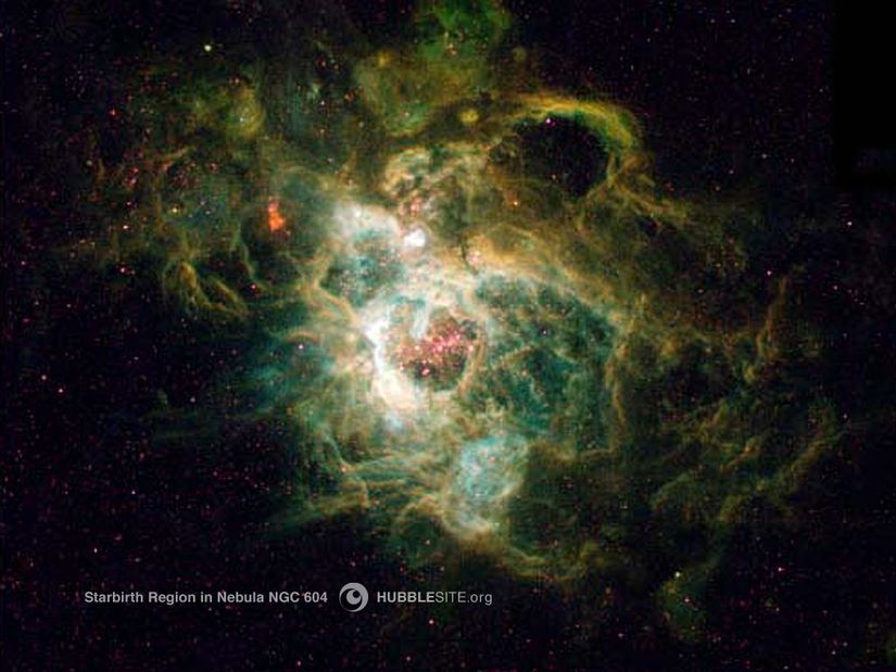 NGC 604 Nebulası içerisinde yıldızların doğduğu bir bölgenin Hubble tarafından çekilmiş fotoğrafı...