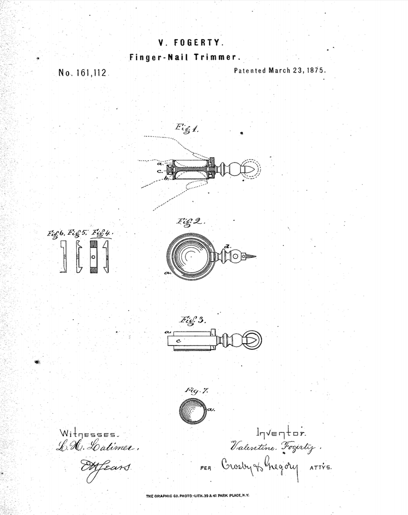 İlk tırnak makası patenti