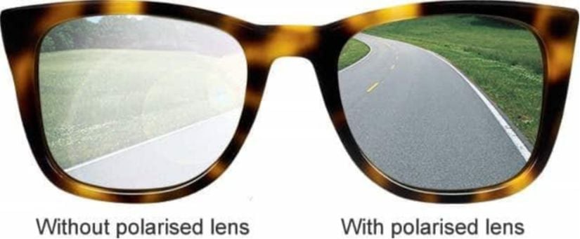 Polarize ve polarize olmayan gözlük camları.