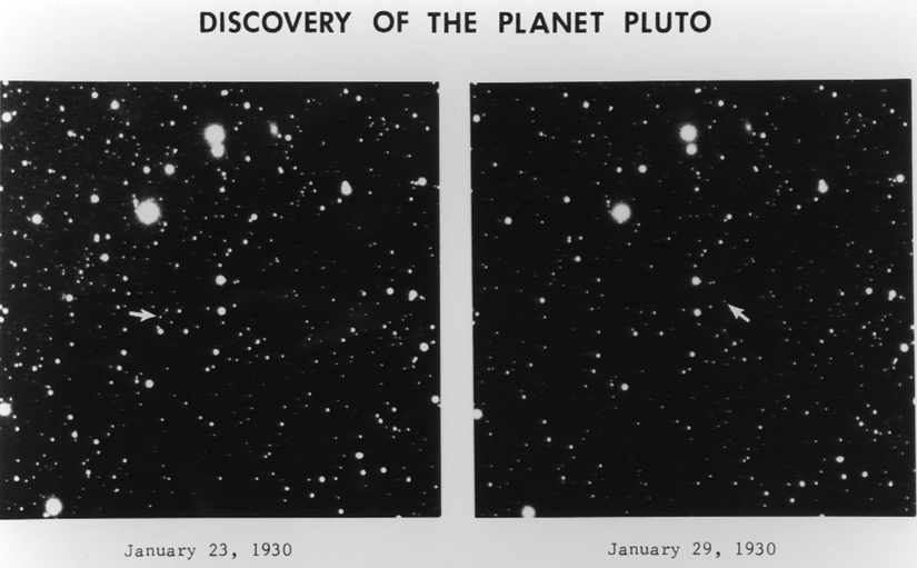 Plüton'un keşfini sağlayan 2 fotoğraf.