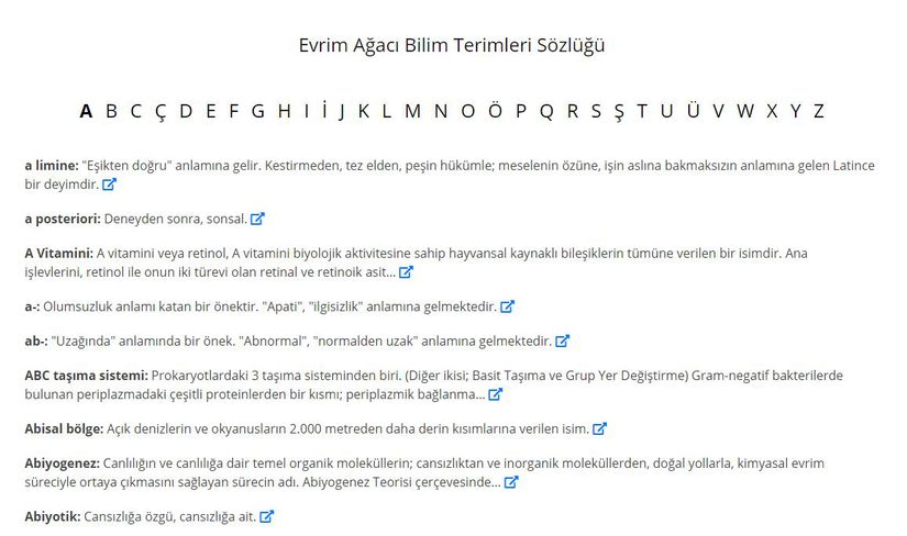 Evrim Ağacı Bilim Sözlüğü