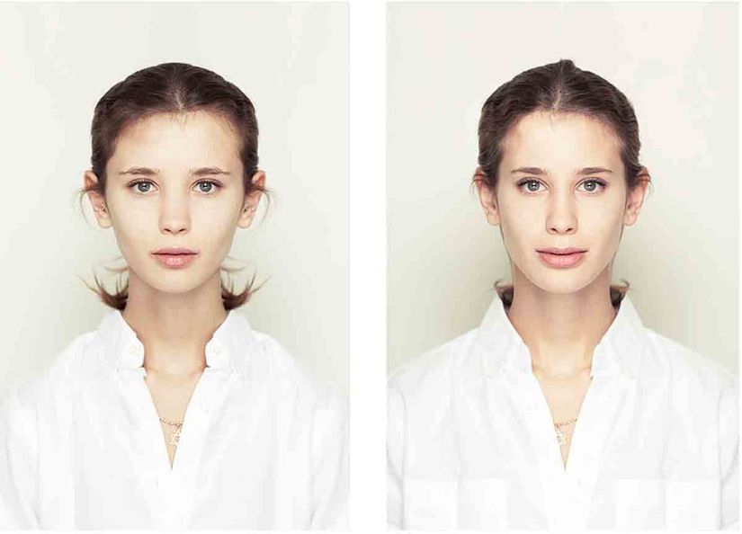 Yüzün sol ve sağ tarafının ayna görüntüsü kullanarak oluşturulan simetrik yüzler. (2)