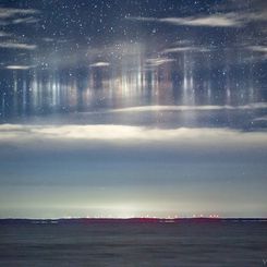  Light Pillars over Whitefish Bay 