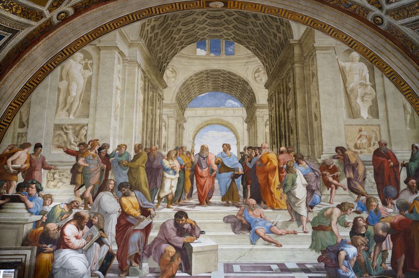 Atina Okulu (İtalyanca: Scuola di Atene), İtalyan Rönesans sanatçısı Raphael tarafından yapılmış bir fresktir. Fresk, 1509 ile 1511 yılları arasında, Raphael'in Vatikan'daki Apostolik Sarayı'ndaki Stanze di Raffaello olarak bilinen odaları dekore etme komisyonunun bir parçası olarak boyanmıştır. Platon, Aristoteles, Pisagor, Arşimet ve Herakleitos da dahil olmak üzere Antik Yunanistan'dan filozoflar, matematikçiler ve bilim adamlarından oluşan bir topluluğu tasvir ediyor. İtalyan sanatçılar Leonardo da Vinci ve Michelangelo da sırasıyla Platon ve Herakleitos olarak gösterilen tabloda yer alıyor.