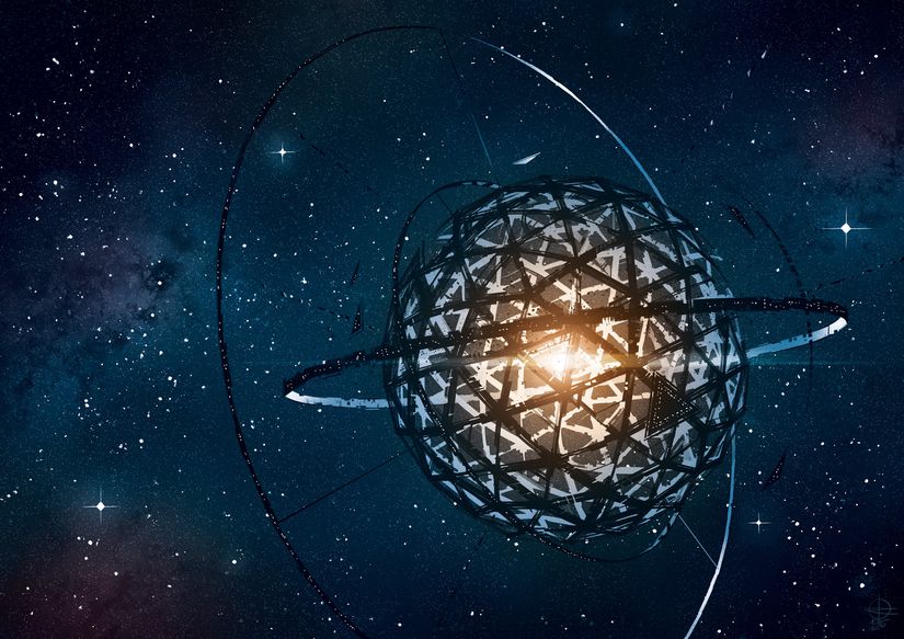 Bir Dyson Küresi tasviri. Bir yıldızı çevreleyen böyle bir yapı ile neredeyse sonsuz enerji elde edilebilir.