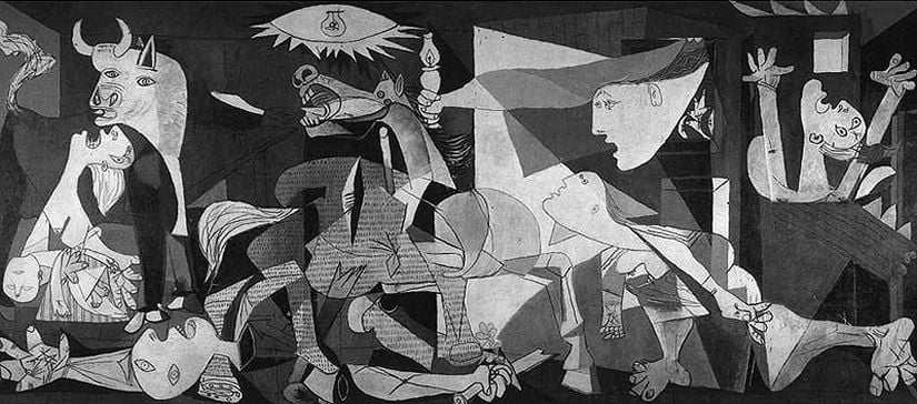 Pablo Picasso'nun, İspanya'daki Guernica şehrinin bombalanmasını anlatan tablosu, Guernica (1937)