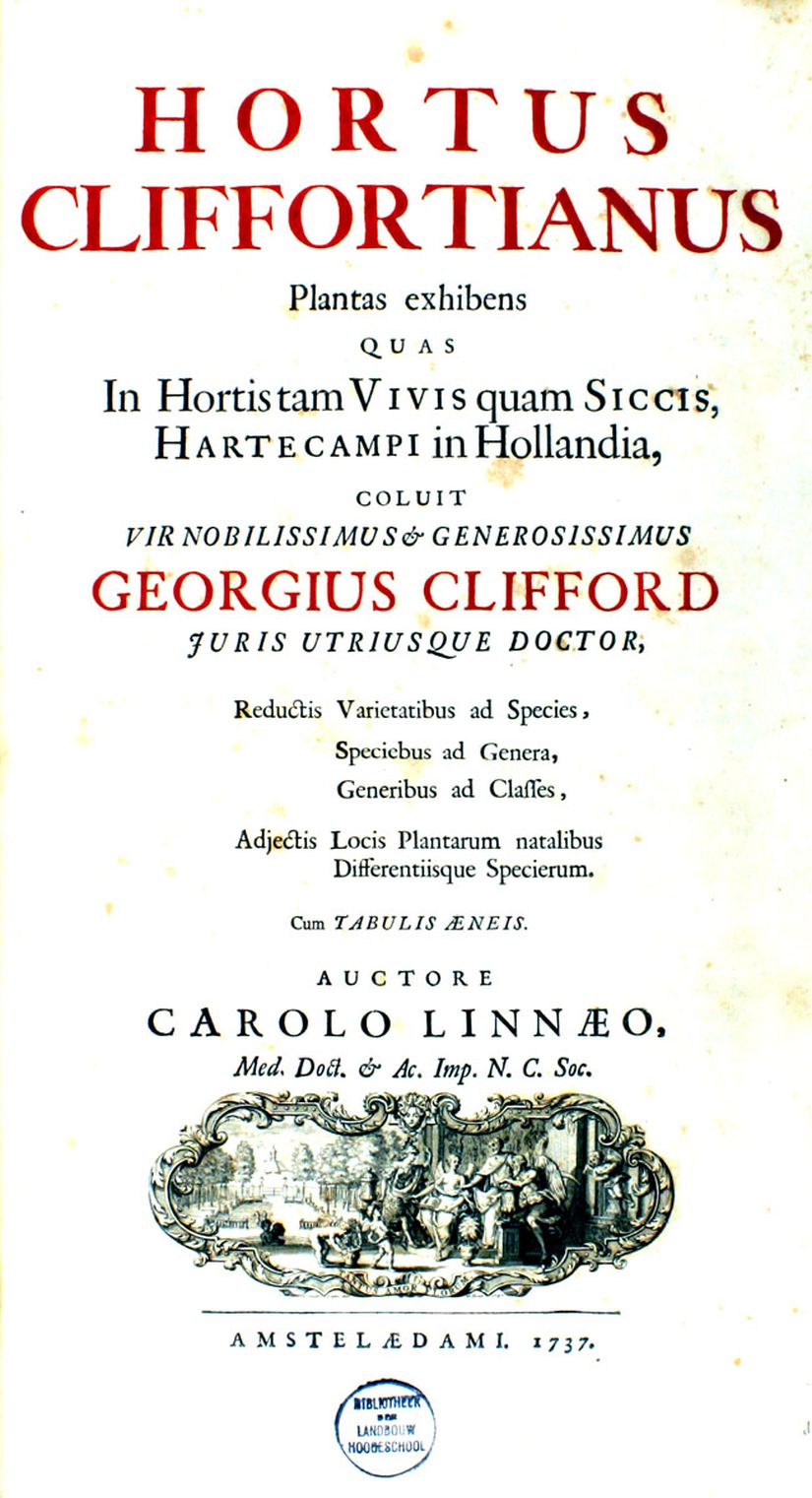 Hortus Cliffortianus'un ana kapağı.