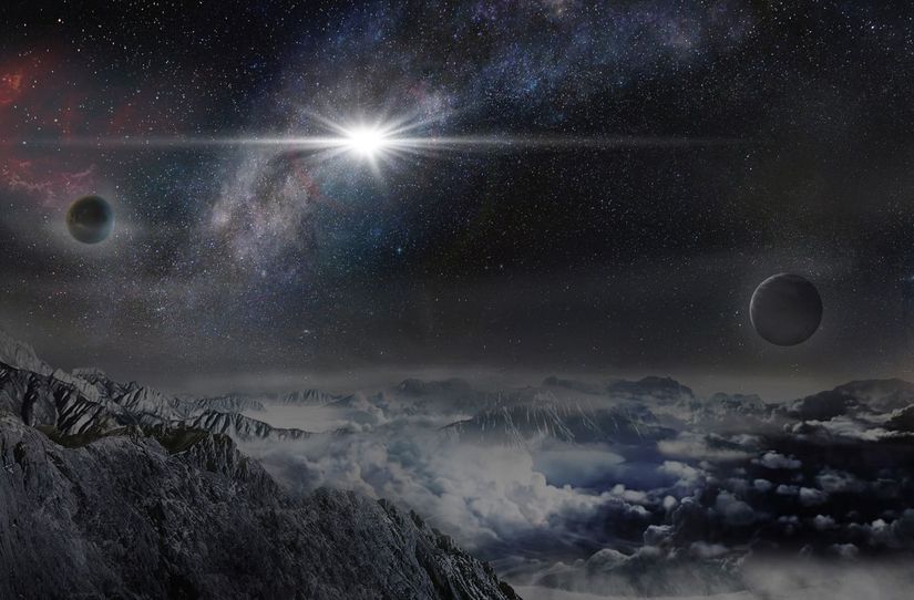 Bir hipernovanın gökyüzünde nasıl görünebileceğini gösteren bir görsel.