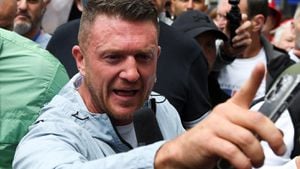 Supporters Rally For Tommy Robinson Amid Anti-Racism Protests