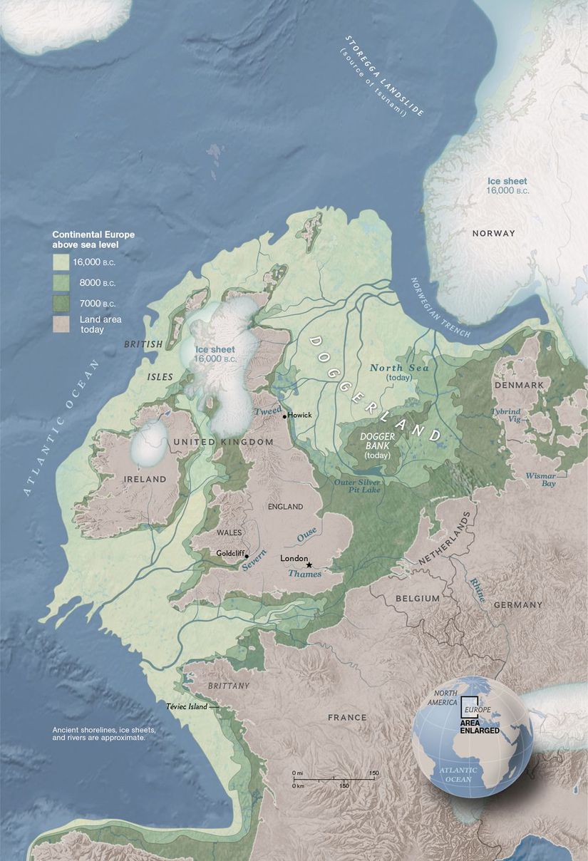 Sulara gömülmeden önce Doggerland Britanya'yı Avrupa anakarasına bağlıyordu.