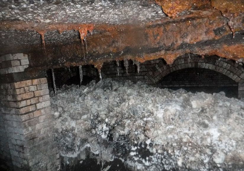 İngiltere’deki Sidmouth şehrinin kanalizasyonunda görüntülenen bir fatberg.