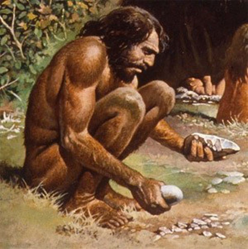 Burada ise 200.000 yıl kadar önce yaşamış, ilk Homo sapiens bireylerinden birinin çizimi görülmektedir. İlk bakışta, herhangi bir şüphe duymaksızın bu bireye bir