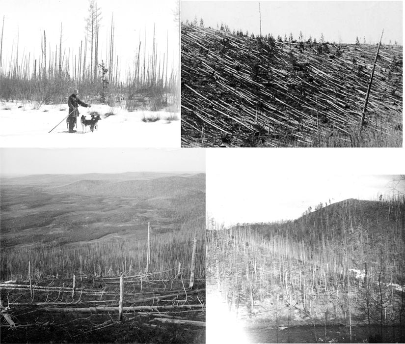 1921-1929 yılları arasında patlama bölgesine yapılan keşiften fotoğraflar