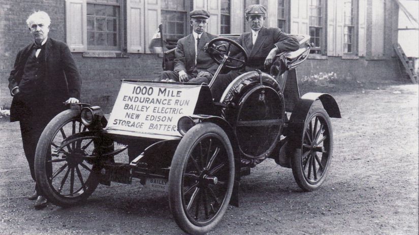 Edison'un icadı olan batarya ile çalışan elektrikli araba.
