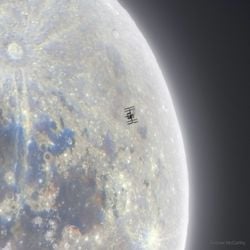 Ay'da Uzay İstasyonu Silüeti