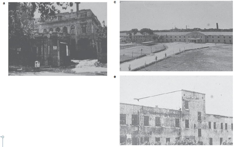 Ping Fanı. Ünite 731, Japonlar tarafından kurulan birçok biyomedikal araştırma tesisinin en büyüğü idi. Mançurya’da bulunuyordu. Fotoğraftaki bina (a), “fabrika” için aranan bireylerin seçim noktası olarak kullanıldı. (c) ve (e)deki resimlere bakılarak, tesisin büyüklüğü hakkında fikir yürütülebilir