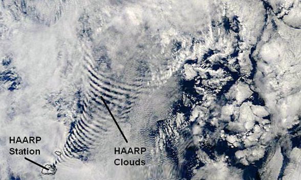 uzaydan HAARP tesisinin bulutları yönlendirdiği görüntü